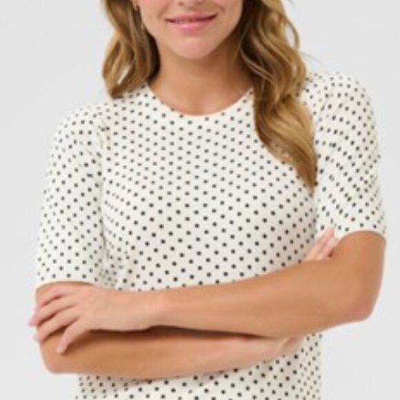 NWT Kaffe White Polka Dot  short sleeve sweater T-shirt  size small - Picture 11 of 14